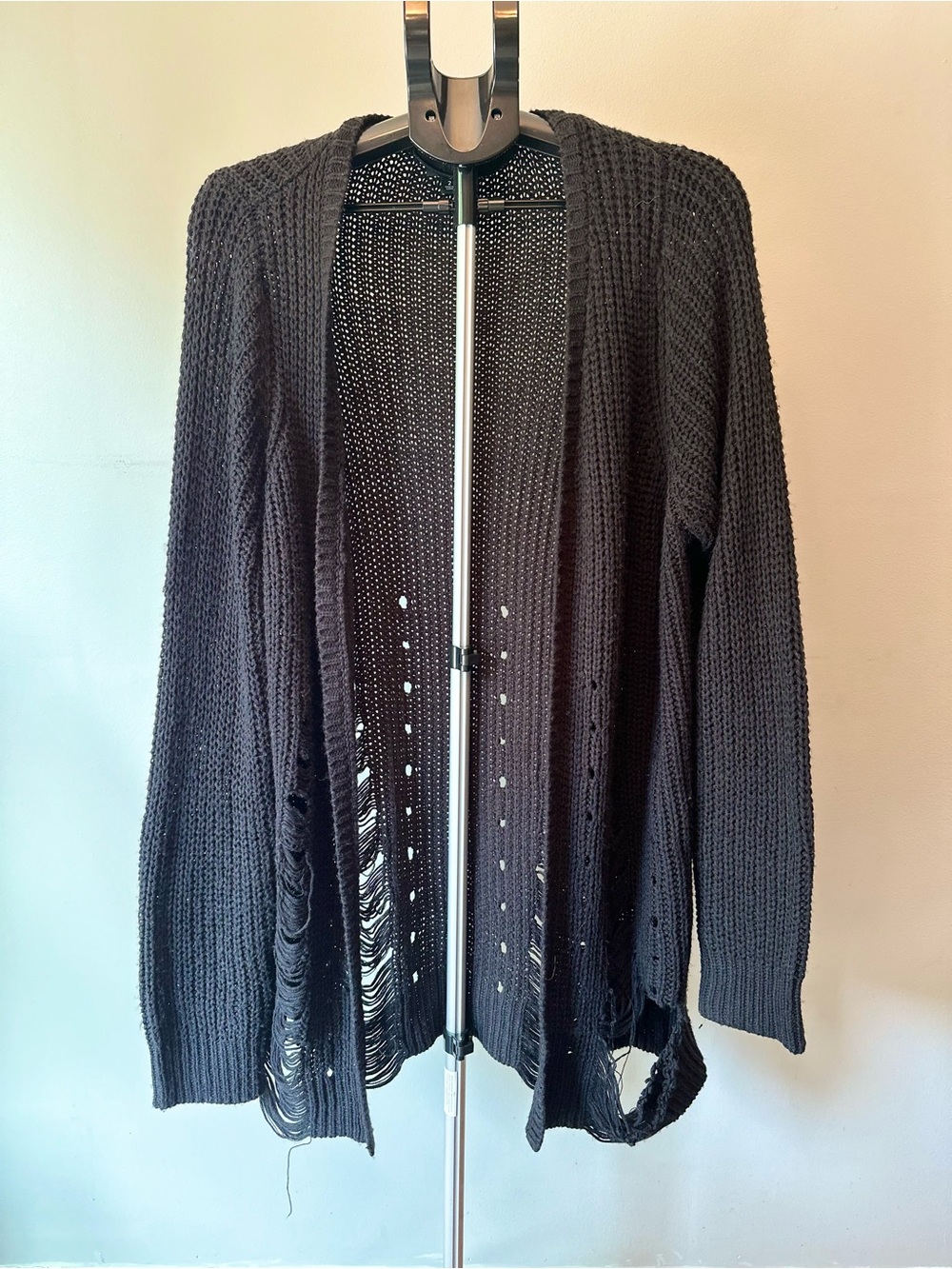Torrid Chunky Knit Cardigan Women 2 Black Distressed Soft‎ Grunge Tumblr